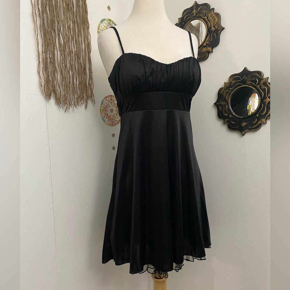 Offer   Charlotte Russe black grey dots pattern fabric net ruffle party dress 14